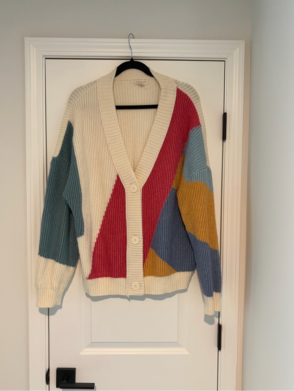 Chic Soul Cream Colorblock Button Cardigan